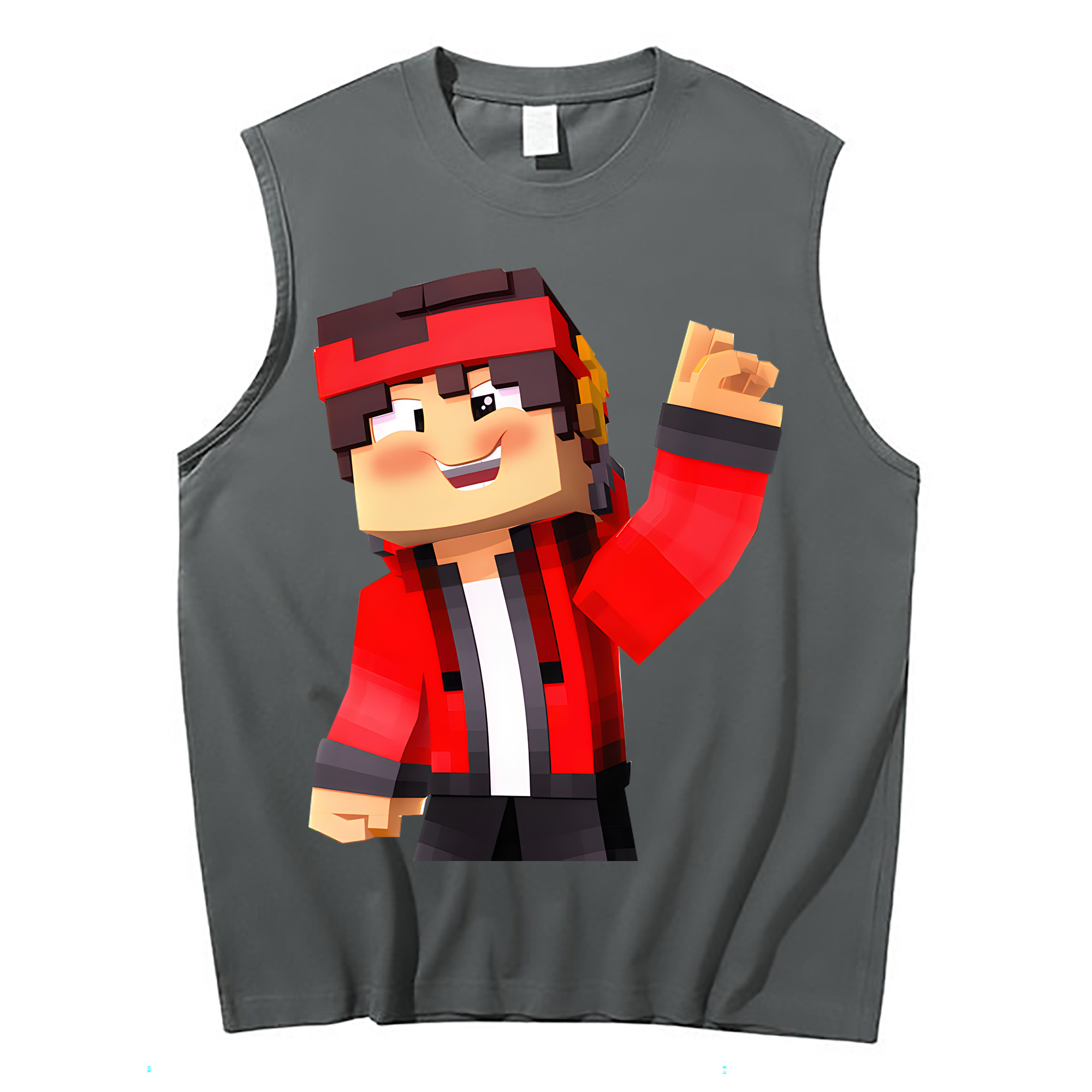 （画像用） マインクラフト ブロックの世界 Minecraft MC Block world コットン100％タンクトップ（フロントプリント）